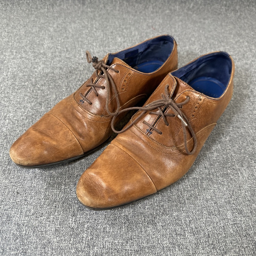 Ted Baker Miurain Brown Leather Cap Toe Oxford Dress Shoes Men's UK8 US9‎